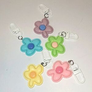 Colorful Flower Charms/Keychain Set Of 5